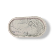 Mermer Desenli Sunum & Takı Tabağı 18x10 Cm El Yapımı İei158 Mermer Desenli