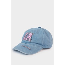 Defacto Kız Çocuk Nakışlı Jean Cap Şapka C0587a826smbe106 Mavi-be106