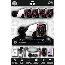 Turkno 5 Kameralı Pania 5 Dış Kamera Set 1 TB HDD Full HD Gece Görüşlü Güvenlik Kamerası Sistemi