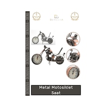 Saat Dekoratif Vintage Hediyelik Nostaljik Ofis Masası Motorcu Şık Metal Masa Motosiklet Saat Çok Renkli
