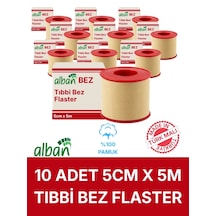 Bez Flaster 5 Cm X 5 M, 10 Kutulu Set, Pamuklu Medikal Sabitleme Bandı Tekli Rulo