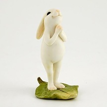 Top Collection Minyatür Peri Bahçesi Ve Teraryum Yoga Tavşanı Ayakta Namaste Pozu Heykeli, Küçük