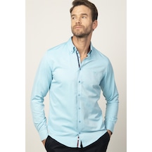 Tudors Slim Fit Dar Kesim Uzun Kol Erkek Gömlek-23474 Mint