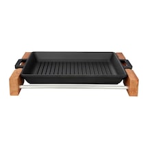 Lava Izgara Tavası Dikdörtgen Siyah Mat Ahşap Stand 26 X 32 Cm Eco