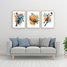 Splash Dunk 3'lü Set Çerçeveli Tablo Ahşap Renk 30 X 42 Boyut/ebat