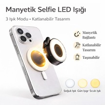 Manyetik Mini Led Telefon Işığı Magsafe Uyumlu Selfie & Video Çekim Işığı Katlanabilir Vlog Işığı