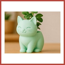 Bezos 3d Baskı Sevimli Kedi Saksı - Figürlü Sukulent Saksısı-mint Erdotıca Standart