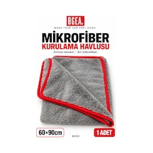 Bgea Mikrofiber Araç Kurulama Havlusu 60x90 Cm Gri Kırmızı Kenarlı 1 Adet