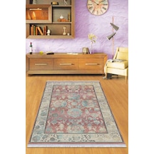 Pembe Çerçeveli Dokuma Pamuk Taban Kaymaz Kilim Klm094n11