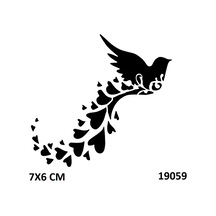 Airbrush Tattoo Kuş Uçuşu Kalp Yapışkanlı Stencil Süsleme Ve Boyama Kalıbı