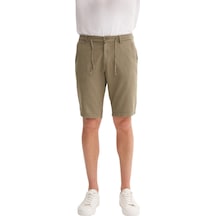 Cazador Slim Fit Dar Paça Keten Bermuda Şort Haki