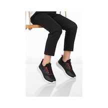 Walkway Siyah Beyaz Fileli Hafif Esnek Unisex Çocuk Spor Ayakkabı 9060 Motano F Siyah-beyaz-kırmızı