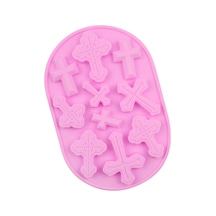 10 Izgara Vintage Çapraz Silikon Çikolatalı Kalıp Kek Dekorasyon Kalıpları Pink , Size:10 Grids Cross Pembe