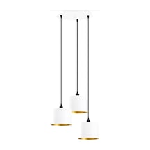 Rys Retro Metal Dekoratif Beyaz Rustik 3 Lü Dekoratif Sarkıt Avize Çap:30 Cm