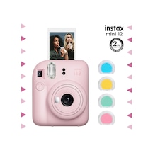 Fujifilm Instax Mini 12 Fotoğraf Makinesi + 4'lü Renkli Lens Seti Pembe