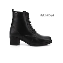 Gönderi(R) Gönderi R Kadın Siyah Floter Fermuarlı Kalın Topuklu Hakiki Deri Postal Bot Gkzb13451402 Siyah Floter