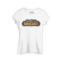 World Of Warcraft - Logo Dünya Beyaz Kadın Tshirt 001