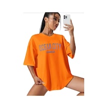 Kozia Outdoors Malkoçbey Ocean City Baskılı Oversize Unisex Basic T-shirt Turuncu