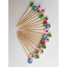 100 Adet Dekoratif Yılbaşı Temalı Fimo Boncuklu Kürdan 6,5 Cm-karışık Model-happy New Year Toothpick