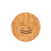 Soandora End Grain Kesme Tahtası Daire Gülen Emoji Desen Endgrain