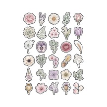 30 Adet Pastel Botanik Çiçek Sticker Seti - Ajanda Defter Laptop Telefon Çok Renkli