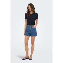 Only Onlvega Regular Fit Normal Bel Kot Short Bayan Short 15375433 Mavi