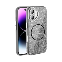 Zore İphone 17 Kılıf M-safe Şarj Özellikli Parlayan Simli Ogaa Okso Kapak - Siyah