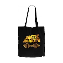 Arctic Monkeys Logo Wave Gold Siyah Kanvas Bez Çanta Siyah