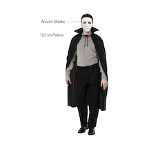 Siyah Renk Yakalı 120 Cm Pelerin Ve Beyaz Anonim Maske