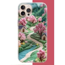 İphone 16 Pro Uyumlu Nakışlı Köy Uv Baskılı Silikon Kılıf Renkli