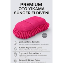 Cngzshop Premium Oto Araç Yıkama Ve Cila Sünger Eldiveni, Çiziksiz Derin Temizlik, Ergonomik Tutma Bandı, Mavi