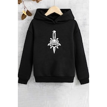 Uyguntarz Çocuk Skullcracked Baskılı Sweatshirt Siyah
