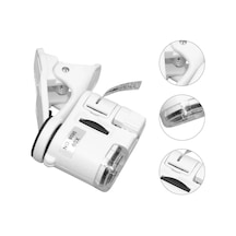 Nikula- 60x Mini Cep Telefonu Için Mandallı Mikroskop Uv Ledli Büyüteç Model Al2431 Lisinya Beyaz