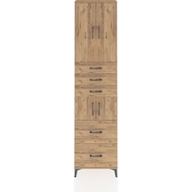 Arges Dolap 4 Raflı 5 Çekmeceli 4 Kapaklı 60x30x243 Çam-çam Çam