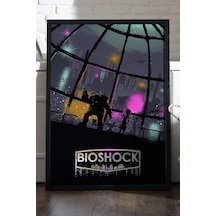 Bioshock Siyah Ahşap Çerçeveli Poster, Dekoratif Oyun Duvar Tablosu