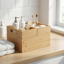 3'lü Modüler Bambu Organizer Set - Üst Üste Geçebilen Çok Amaçlı Çekmece İçi Ve Masaüstü Düzenleyici Kutu Diğer