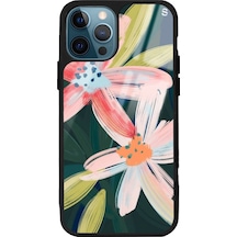 Apple Uyumlu iPhone 11 Pro Suluboya Çiçek Tasarımlı Glossy Telefon Kılıfı Çok Renkli