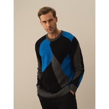 Xint Koyu Gri Dokulu Lüks Pamuk Dokulu Regular Fit Kazak 801755