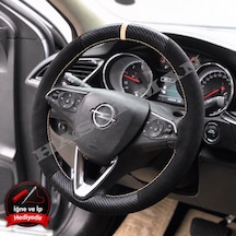 Opel Crossland Dikme Direksiyon Kılıfı Alcantara Süet Mat Karbon Bej Yüzük Ve Dikiş 2017-2024