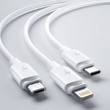 Şarj Ve Data Kablosu Çoklu Çıkış 3 In 1 Primary 3a 1.2 Metre Lightning, Type-c, Micro Usb