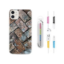 Apple Uyumlu iPhone 12 Mini Kılıf Kablo Koruyuculu Retro Stone 1324