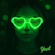 Yeşil Led Işıklı Kalp Gözlük 3 Modlu Parti Glow Gözlüğü Diğer