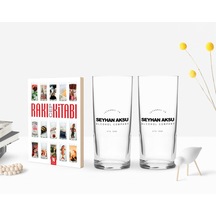 Kişiye Özel Renkli Baskılı Alcohol Company Tasarımlı İkili Rakı Bardağı Ve Rakı Cep Kitabı Hediye Seti-1