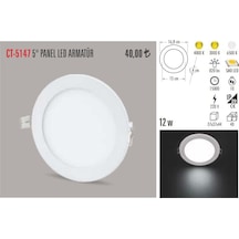 Cata Ct-5147 12 Watt Slim Led Panel Armatür %100 Alüminyum Kasa (470950444) Beyaz