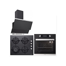 Silverline BO6505B01 - CS5429B01 - 3420 Classy 60 Siyah Cam Ankastre Set