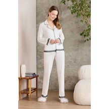Pierre Cardin Ekru Penye Kadın Pijama Takımı 2200 Ekru