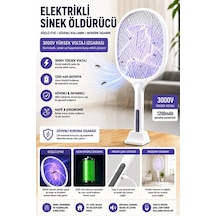 Şarjlı Sinek Öldürücü Sivrisinek Raketi Elektrikli Karasinek Haşere Kovucu Mor Işıklı Sineklik Aleti