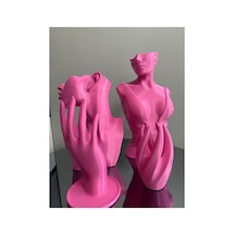 Pembe 4lü Set Dekoratif Takı Organizer Manken Standı Makyaj Mücevher Kolye Tasarım Sergi Yüzük