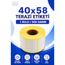 40x58mm Terazi Etiketi 1 Rulo 500 Sarım Ribonsuz Perakende, Market Yapışkanlı