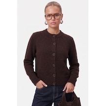 Ritnice Kadın Warm Soft Dokulu Basic Kahverengi Triko Hırka